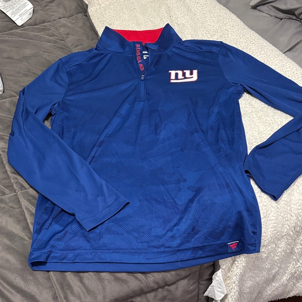 Blue dry fit NY Giants Quarter-Zip Pullover